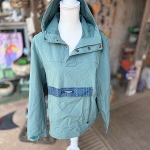 Southern Marsh Green Utility Anorak with Blue Patterned Pocket Accent